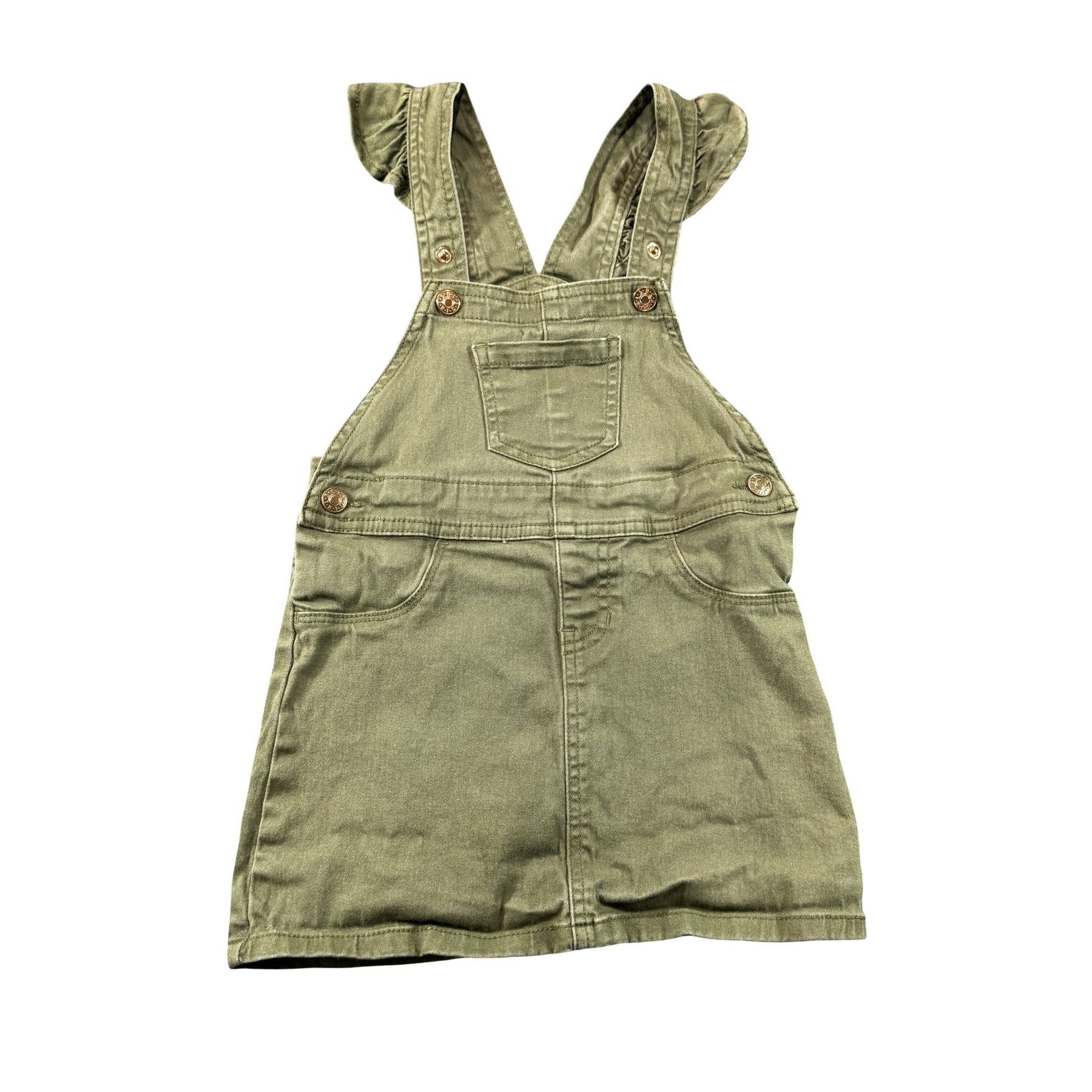 BCBG Girls Olive Ruffle Strap Denim Jumper Dress 3T – thriftjam