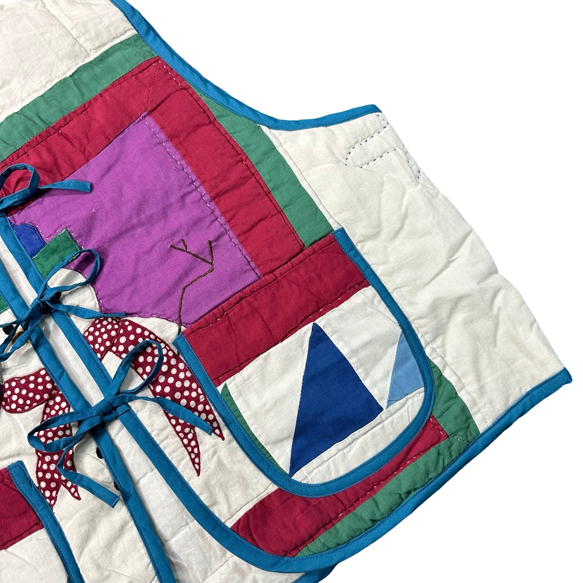 Snowman Colorblock L quilted vest rework - pocket detail