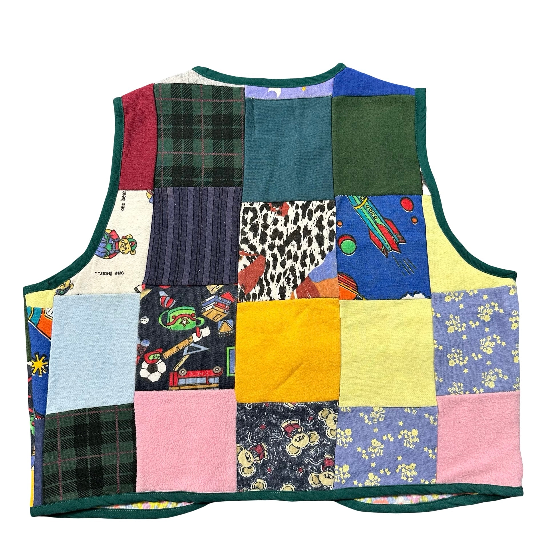 Attic Scrap Patchwork S quilted vest rework - back