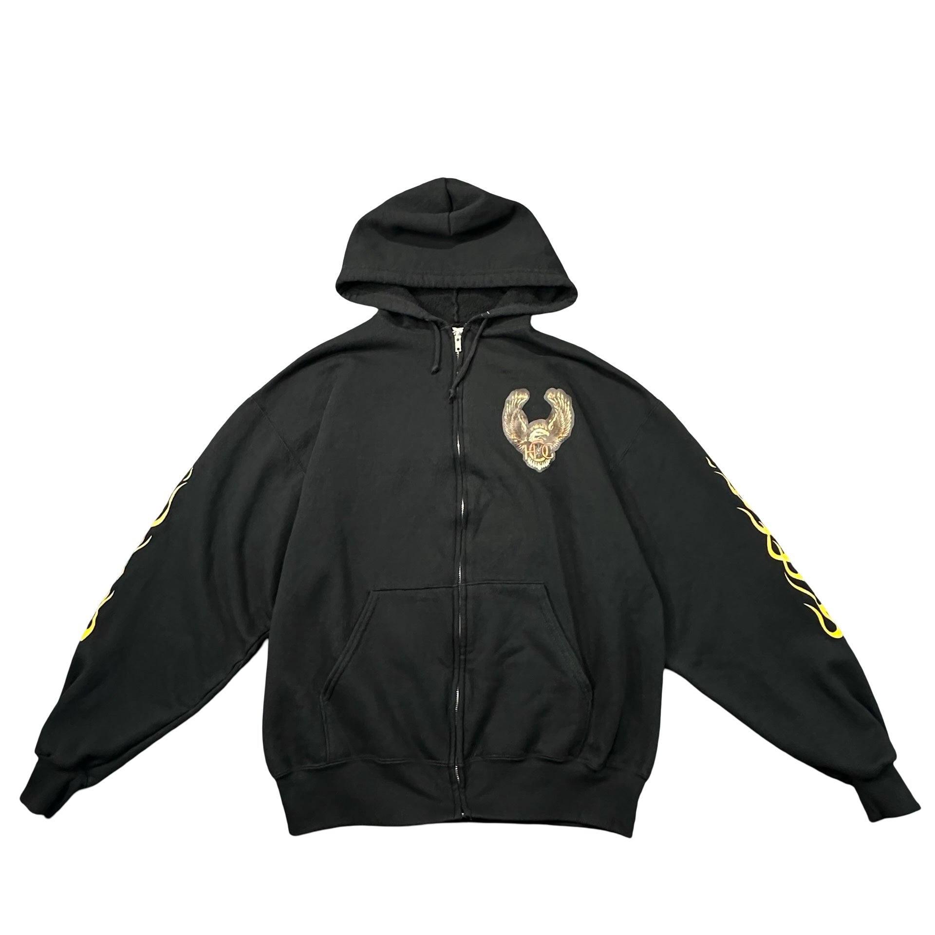 Vintage HOG Wild Fire Chapter Peshtigo Wisconsin Flame Zip Hoodie Black L