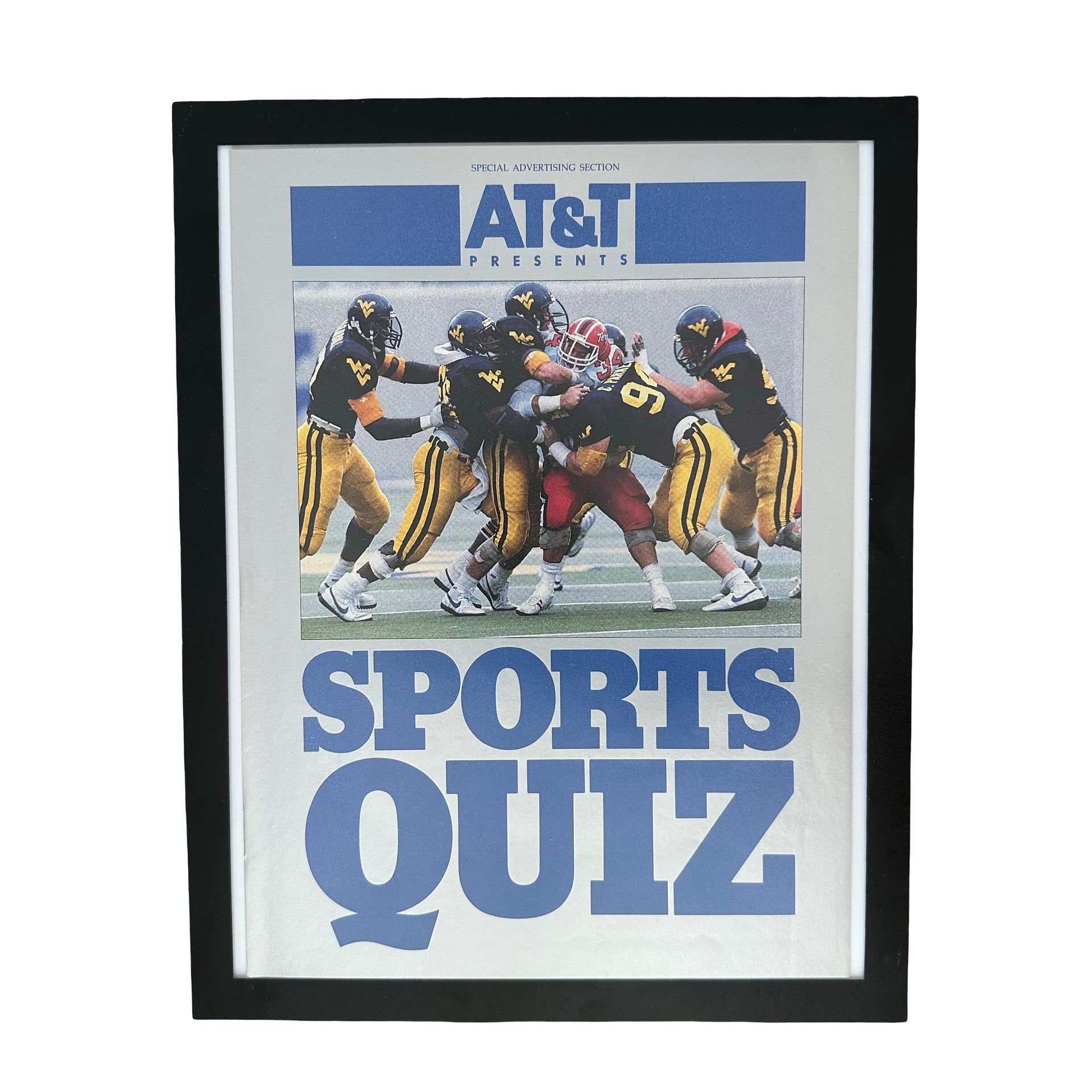 AT&T Sports Quiz West Virginia vs Maryland Football Framed Vintage Magazine Ad