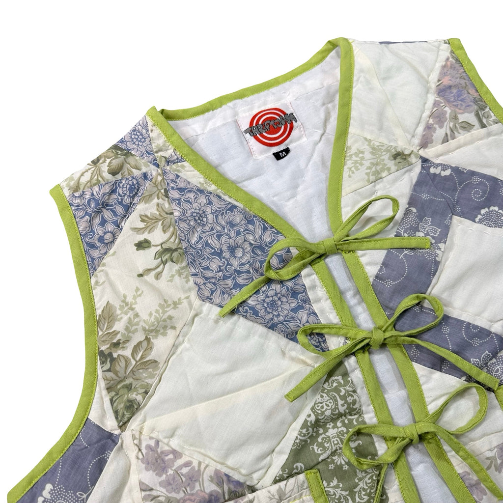 Willow Diamond M quilted vest rework - tie closures