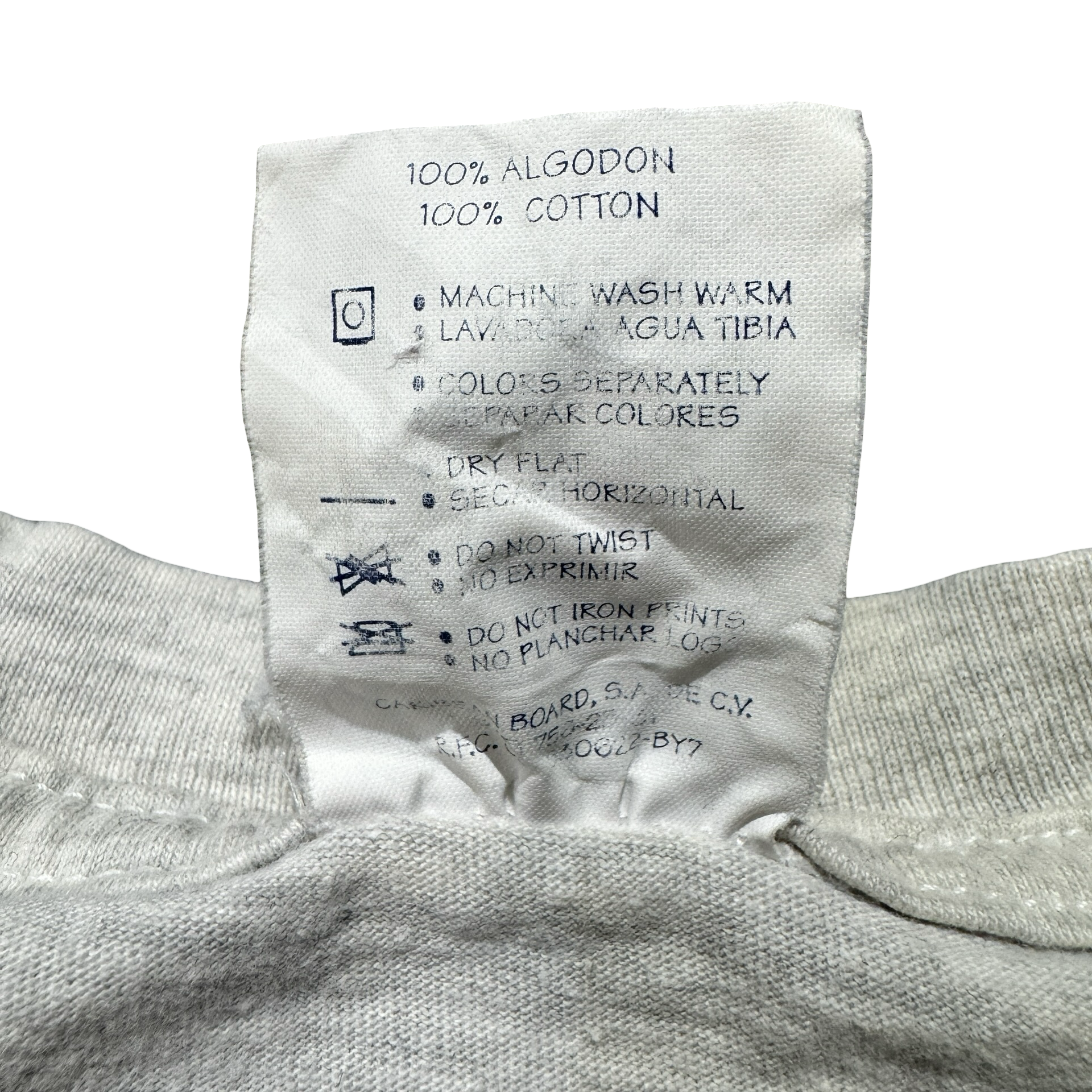 Care tag 100% cotton