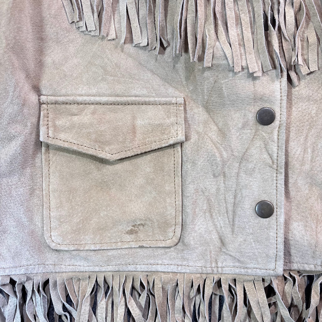 Vintage 90s Neutral Zone Tan Suede Fringe Snap Front Western Jacket Womens M
