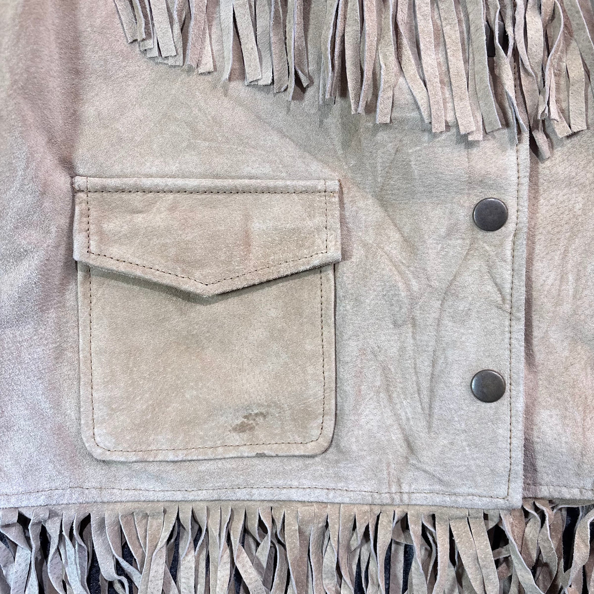 Vintage 90s Neutral Zone Tan Suede Fringe Snap Front Western Jacket Womens M