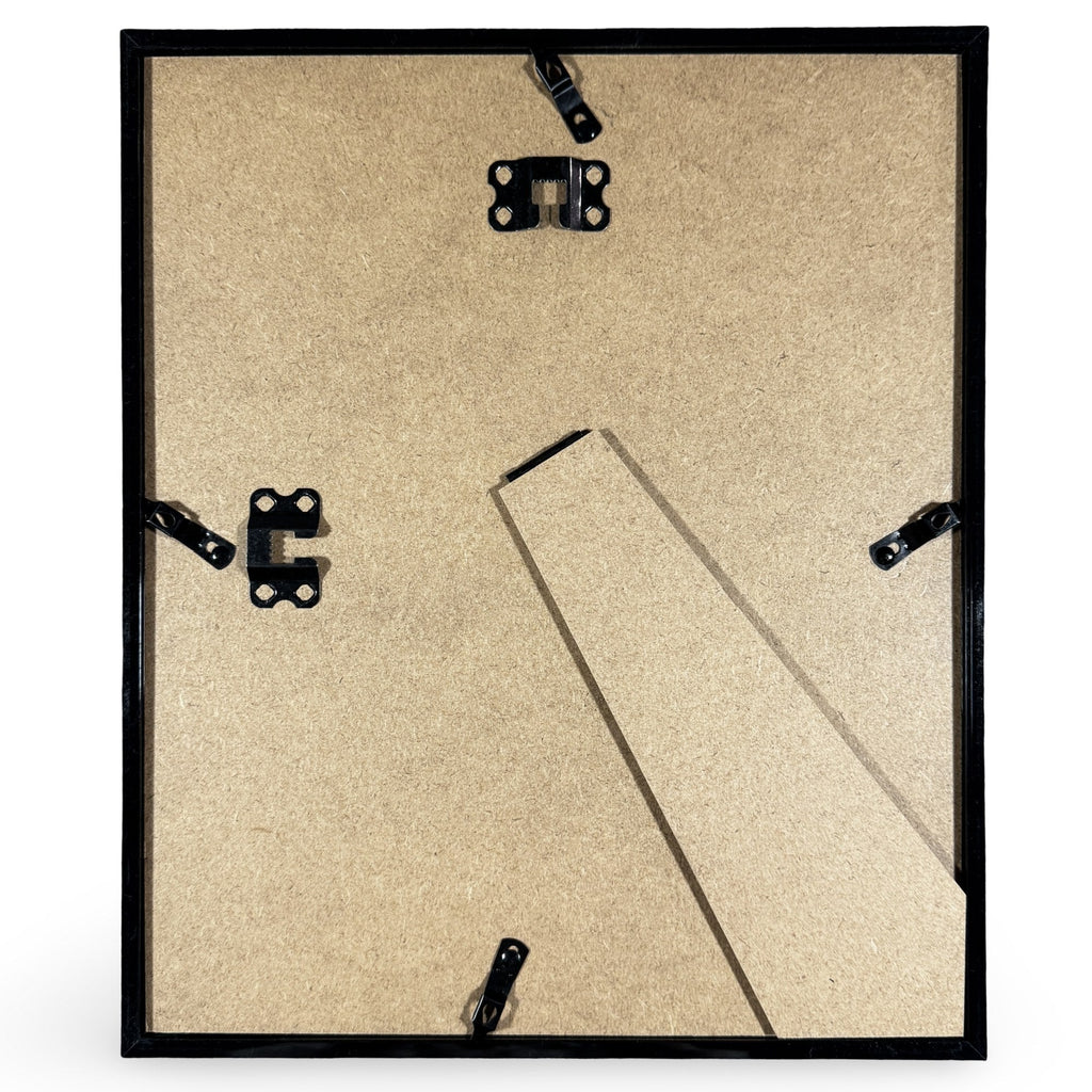 Back of the 10x12 frame showing the sawtooth hanger and easel back