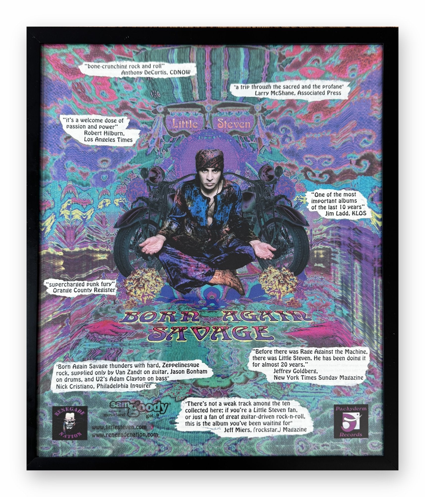 Little Steven Born Again Savage framed print on a white background