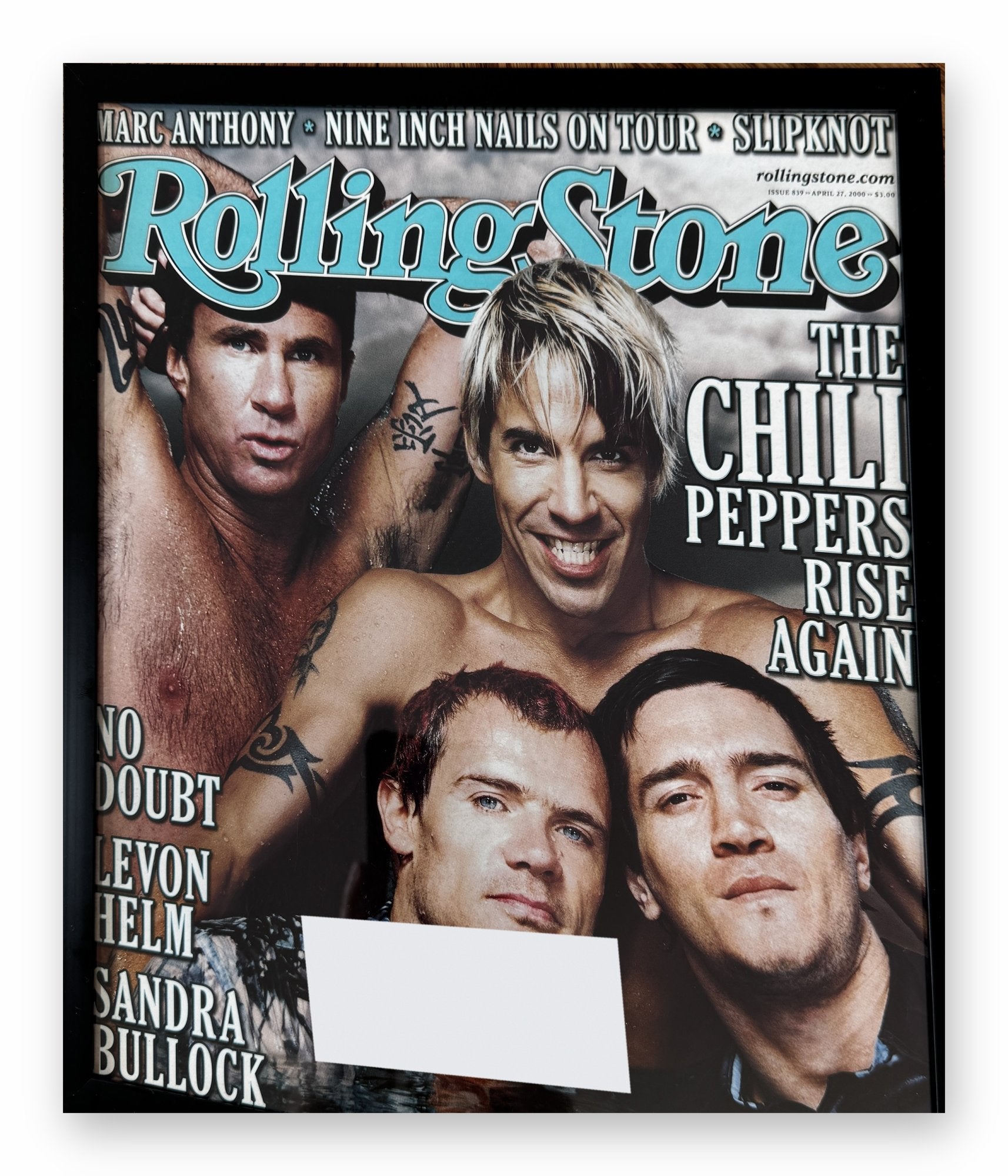 Red Hot Chili Peppers Rolling Stone framed cover on a white background