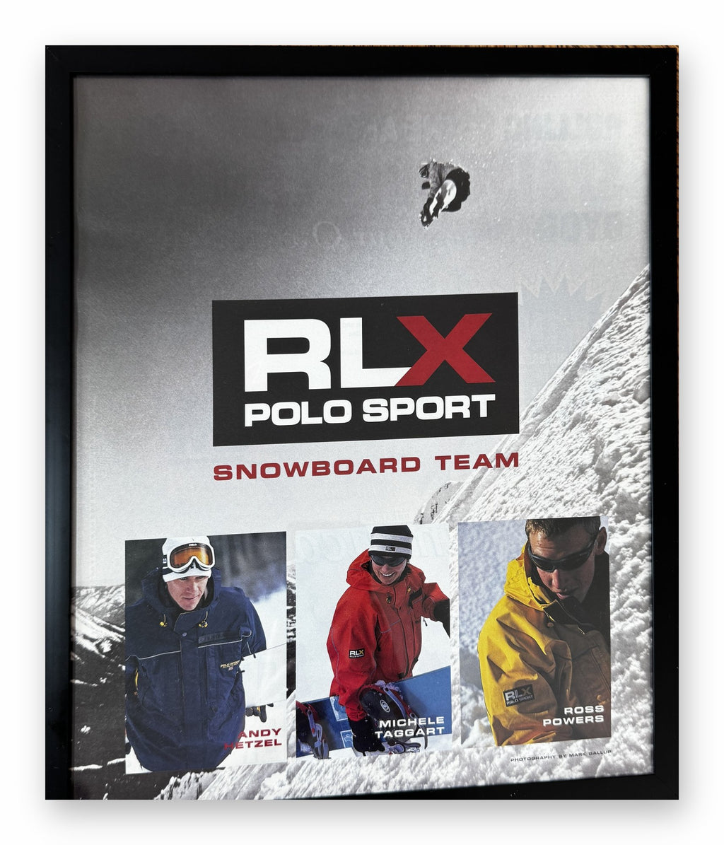 RLX Polo Sport Snowboard Team framed print on a white background