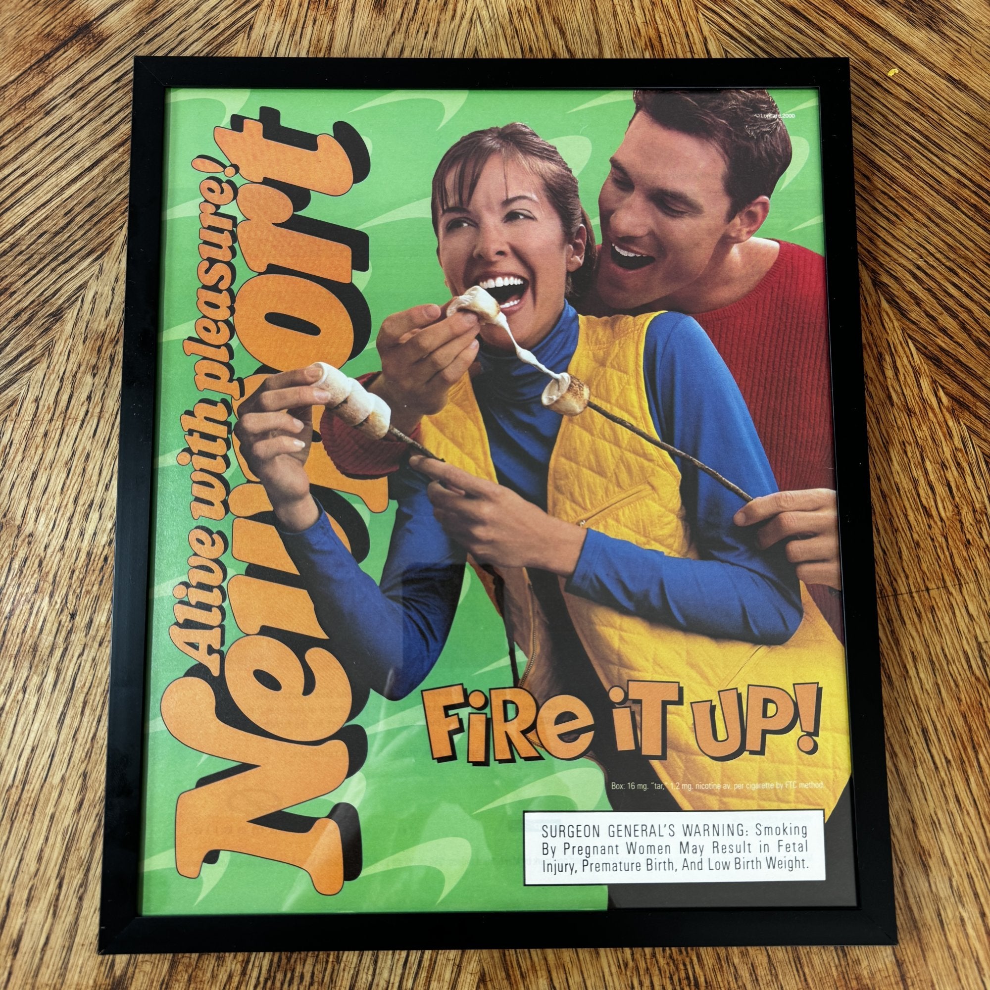 Newport Fire It Up vintage magazine ad in a black 10x12 frame