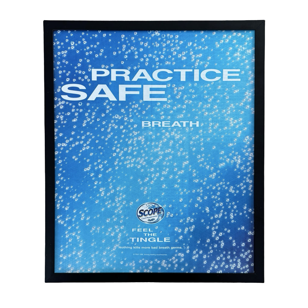 Vintage Scope Practice Safe Breath Mouthwash Ad 10x12 Framed Magazine Print