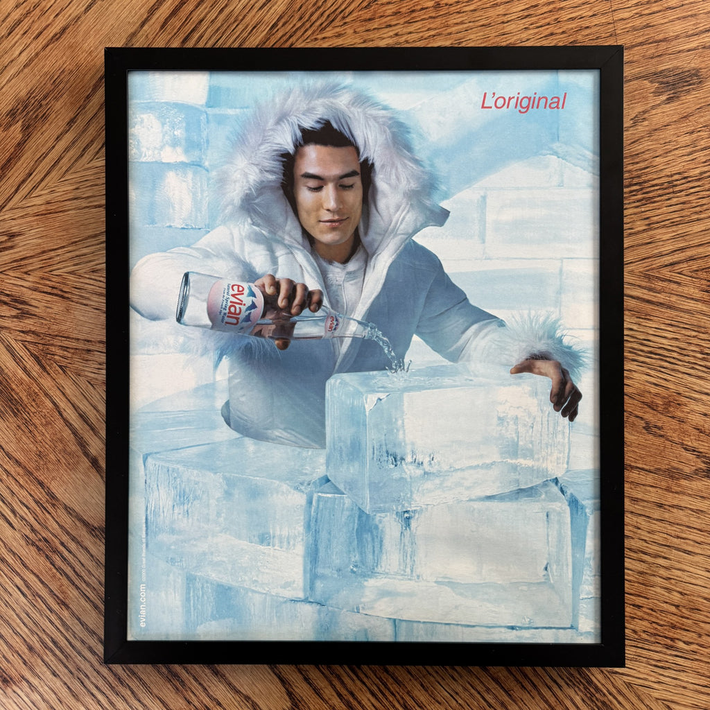 Vintage Evian L'original Ice Blocks Water Ad 10x12 Framed Magazine Print