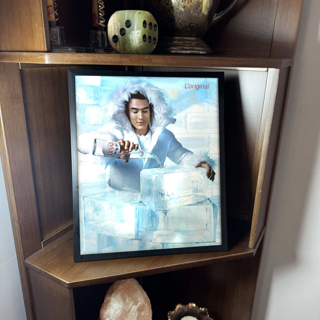Vintage Evian L'original Ice Blocks Water Ad 10x12 Framed Magazine Print