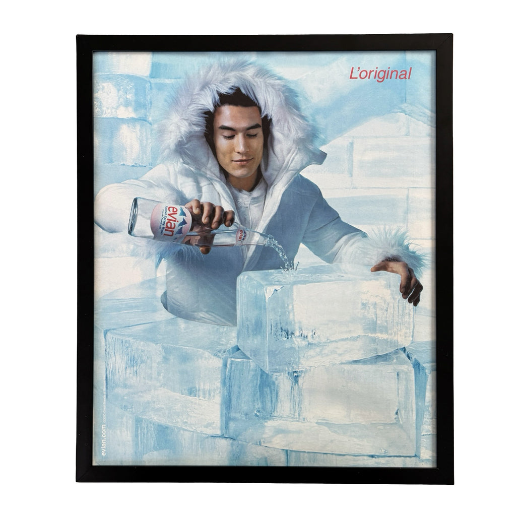 Vintage Evian L'original Ice Blocks Water Ad 10x12 Framed Magazine Print
