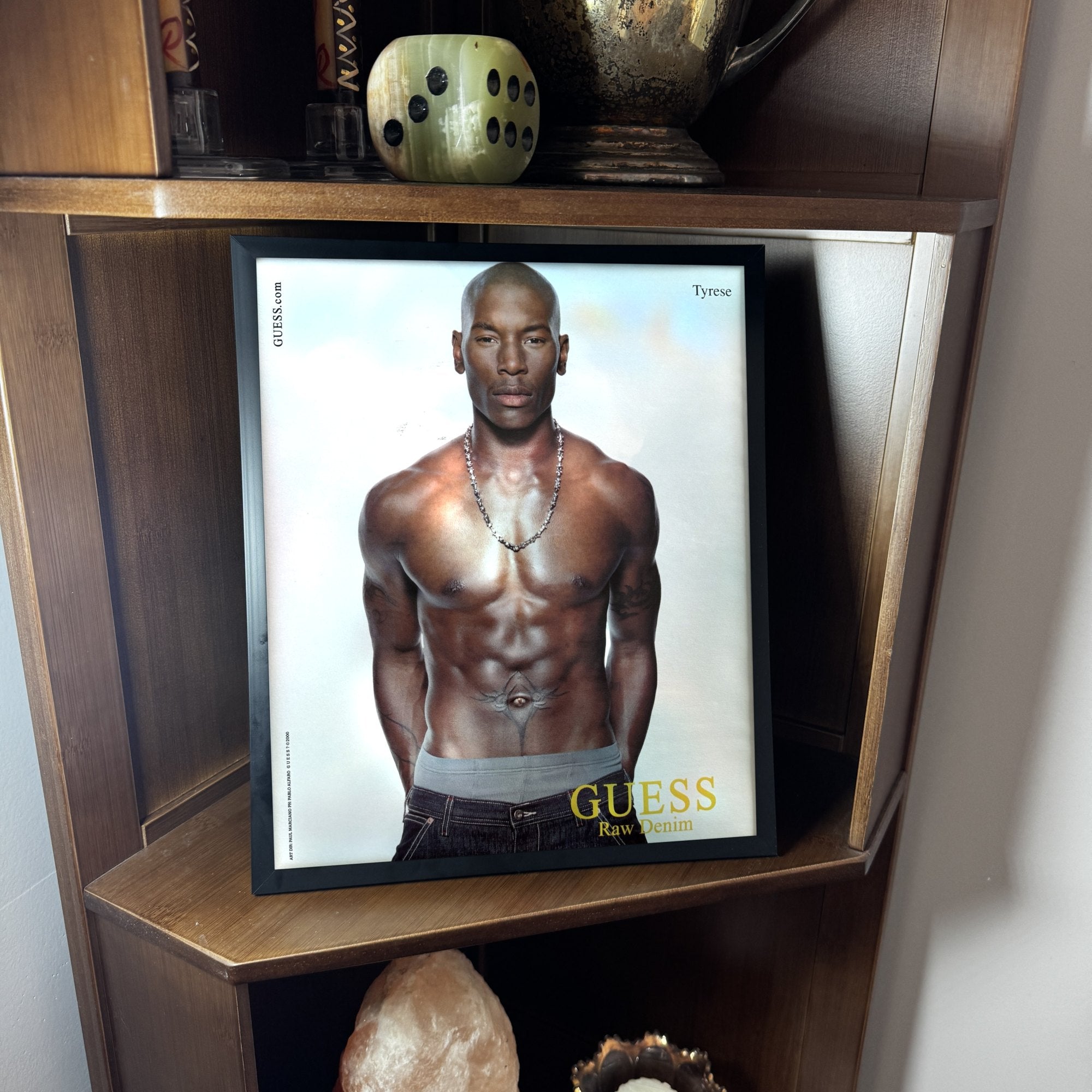 Vintage Tyrese Guess Raw Denim Ad 10x12 Framed Magazine Print