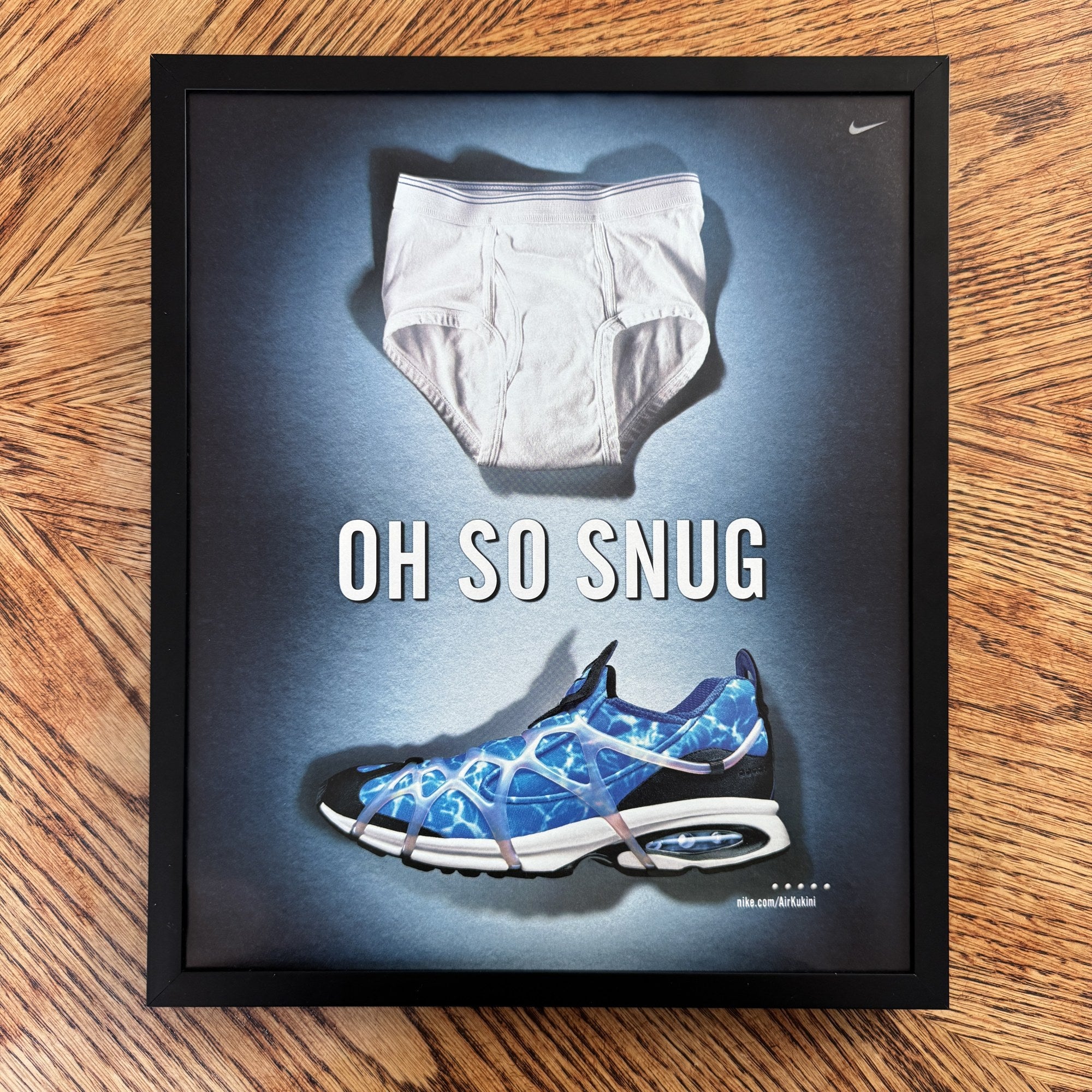 Vintage Nike Air Kukini Oh So Snug Sneaker Ad 10x12 Framed Magazine Print
