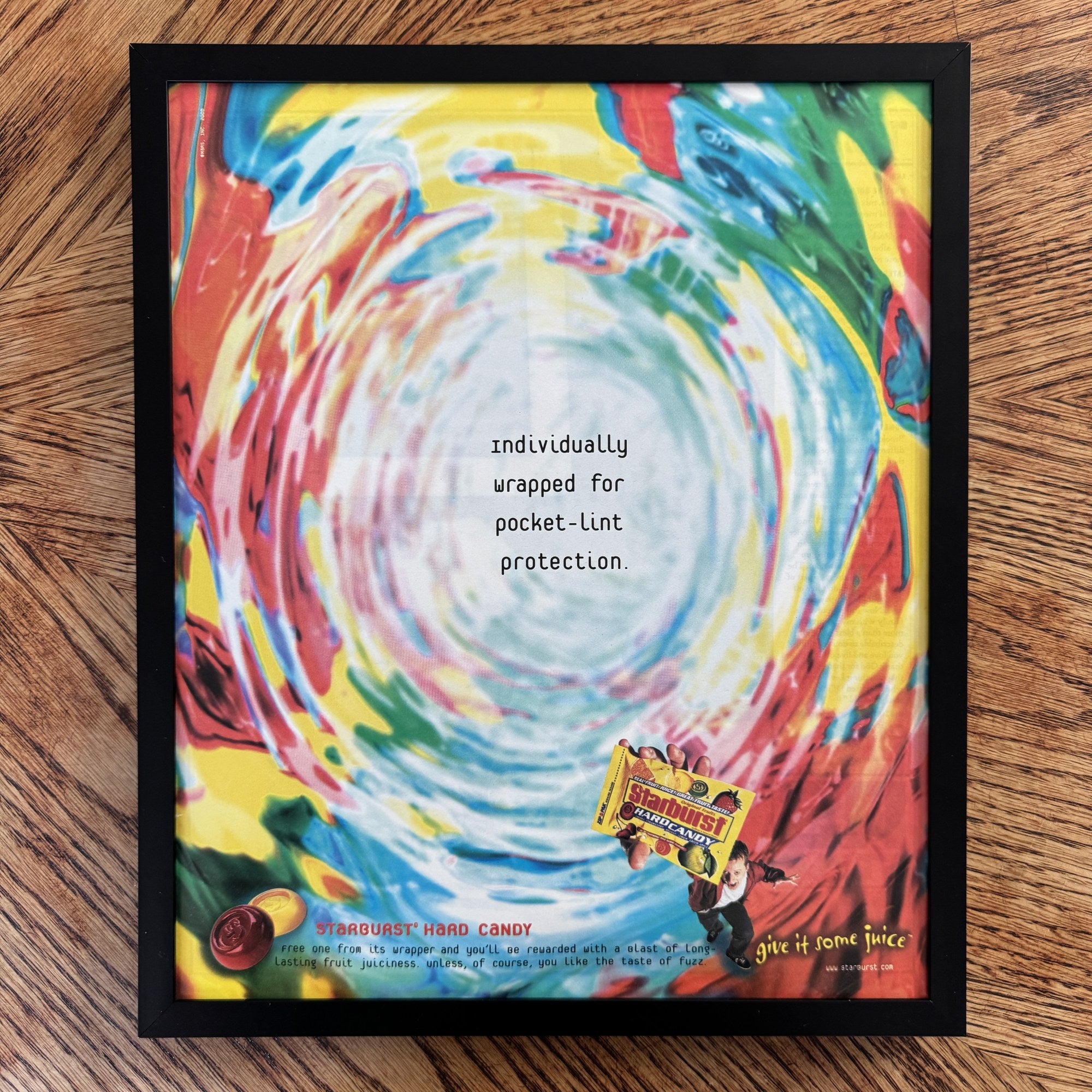 Vintage Starburst Hard Candy Color Swirl Ad 10x12 Framed Magazine Print