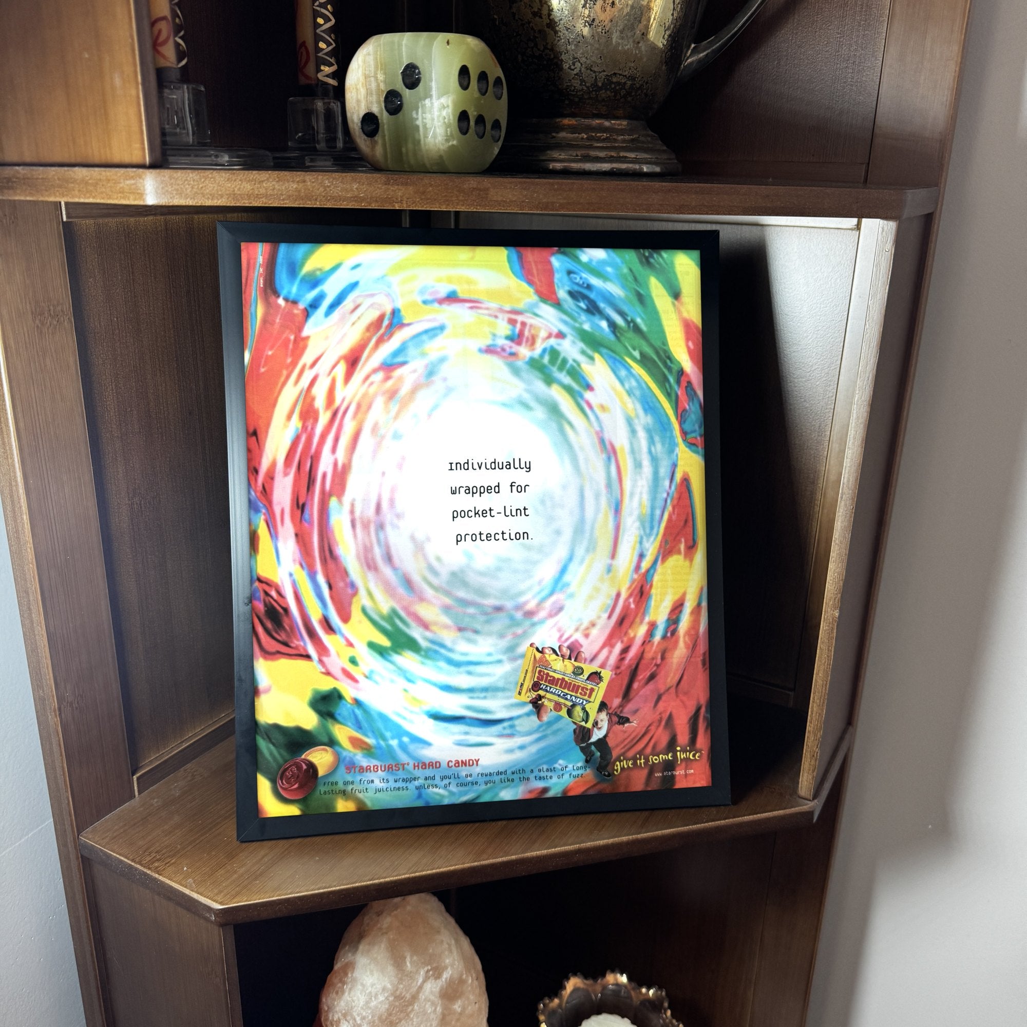 Vintage Starburst Hard Candy Color Swirl Ad 10x12 Framed Magazine Print