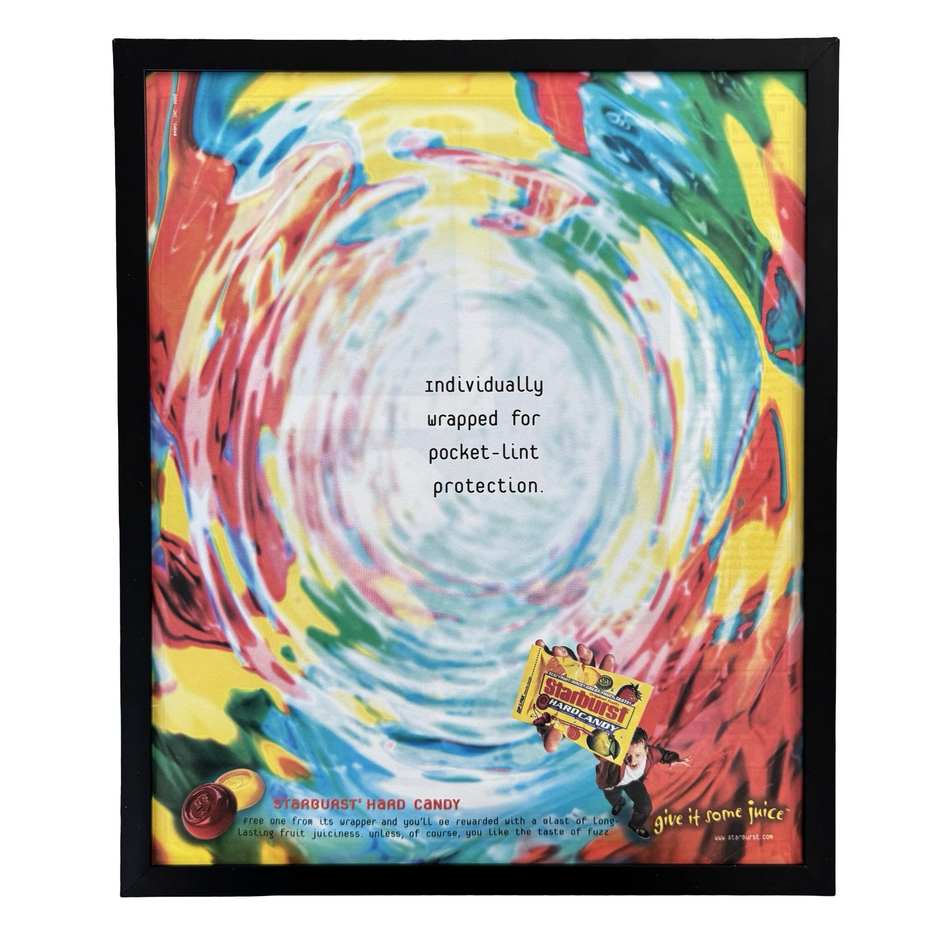 Vintage Starburst Hard Candy Color Swirl Ad 10x12 Framed Magazine Print