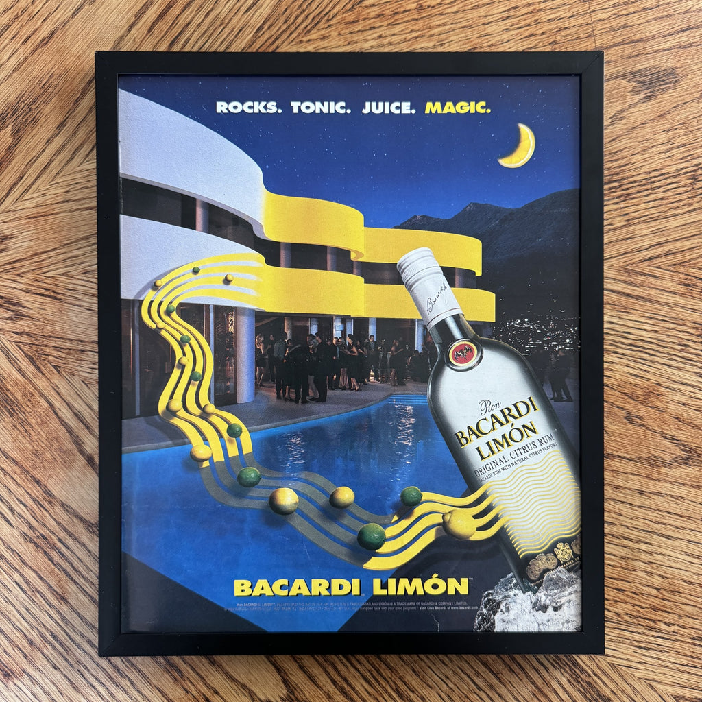 Vintage Bacardi Limon Rocks Tonic Juice Magic Ad 10x12 Framed Magazine Print