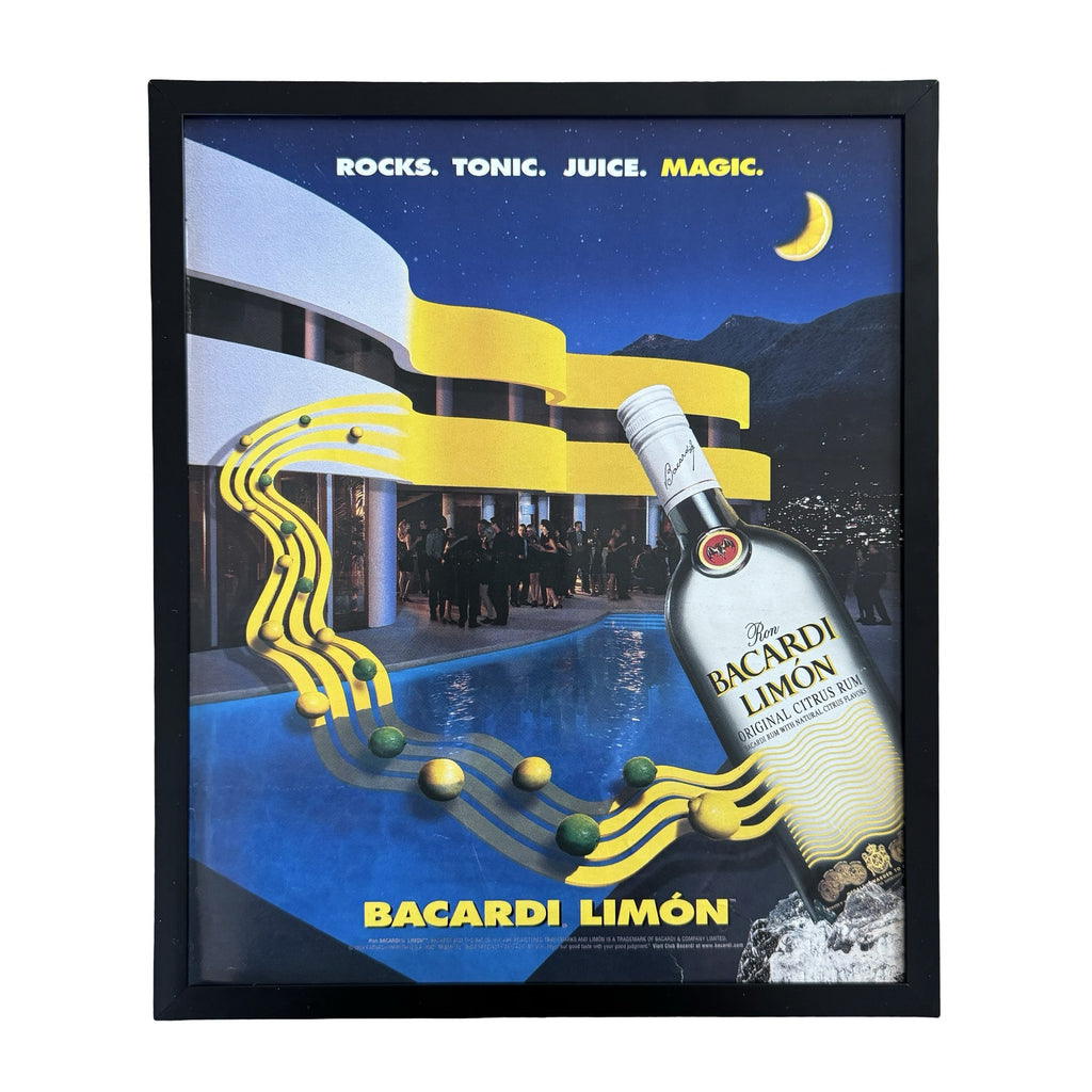 Vintage Bacardi Limon Rocks Tonic Juice Magic Ad 10x12 Framed Magazine Print