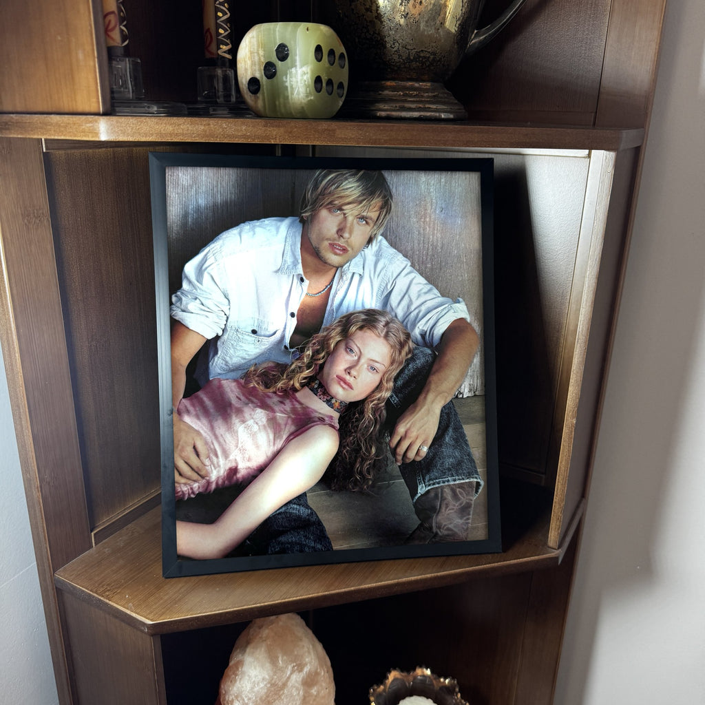 Vintage Y2K Denim Couple Fashion Photo 10x12 Framed Magazine Print