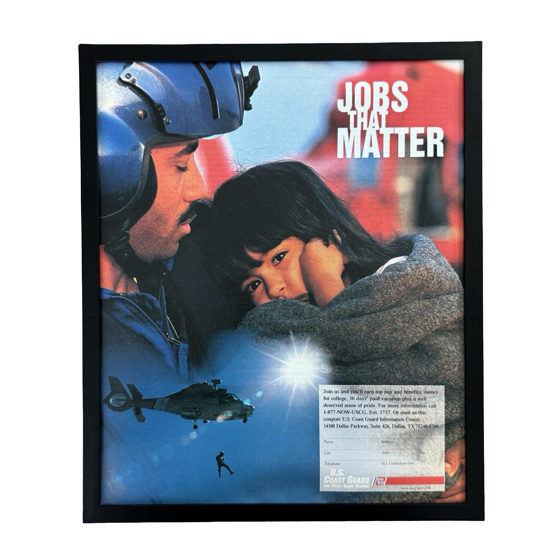 Vintage US Coast Guard Jobs That Matter Ad 10x12 Framed Magazine Print