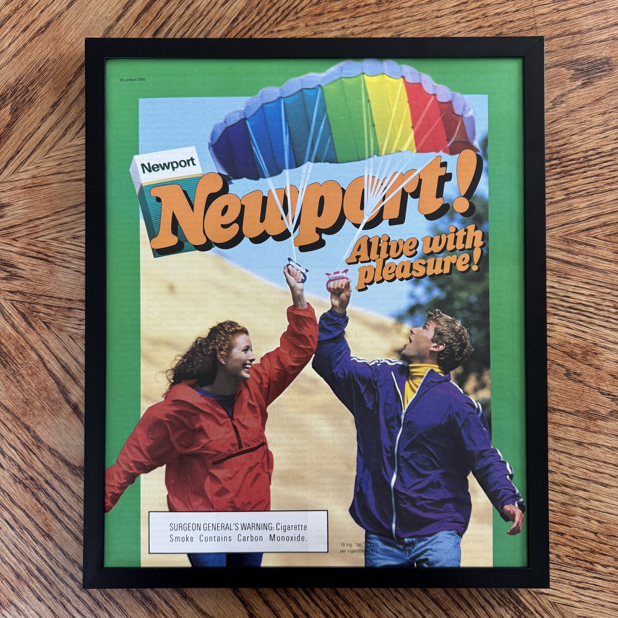 Vintage Newport Alive With Pleasure Parachute Ad 10x12 Framed Magazine Print