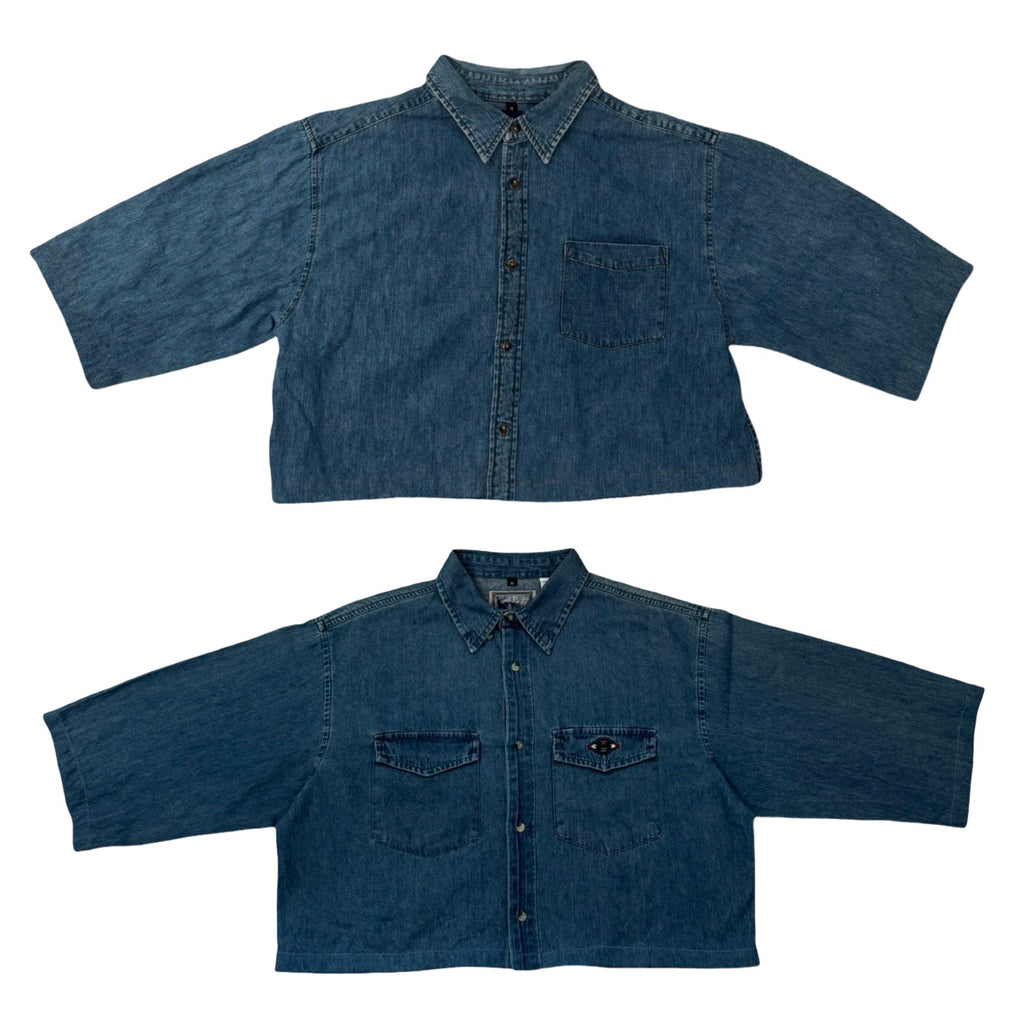 Denim Boxy Waistline Cut Shirt - Reworked & Upcycled