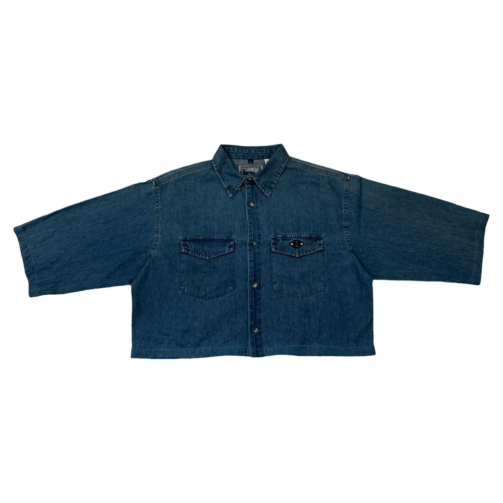 Denim Boxy Waistline Cut Shirt - Reworked & Upcycled