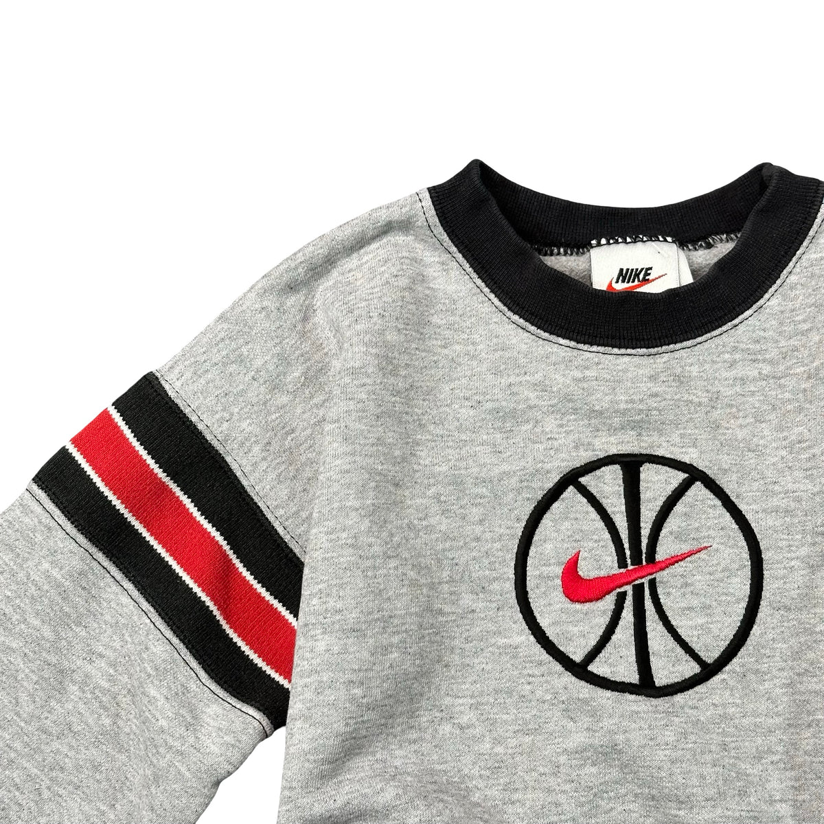 Vintage 90s Nike Basketball Swoosh Colorblock Sweatshirt Grey Kids M