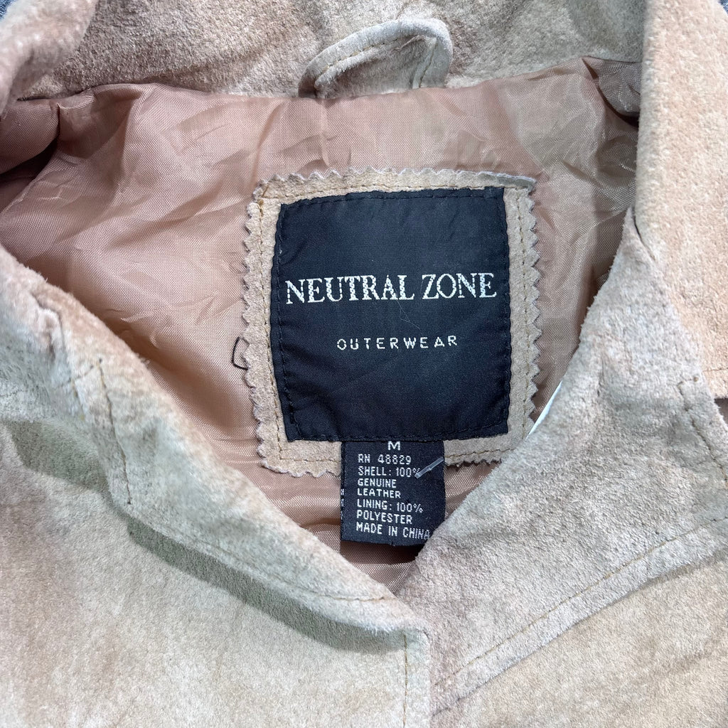 Vintage 90s Neutral Zone Tan Suede Fringe Snap Front Western Jacket Womens M