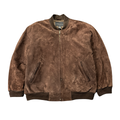 Croft & Barrow brown suede leather bomber jacket front