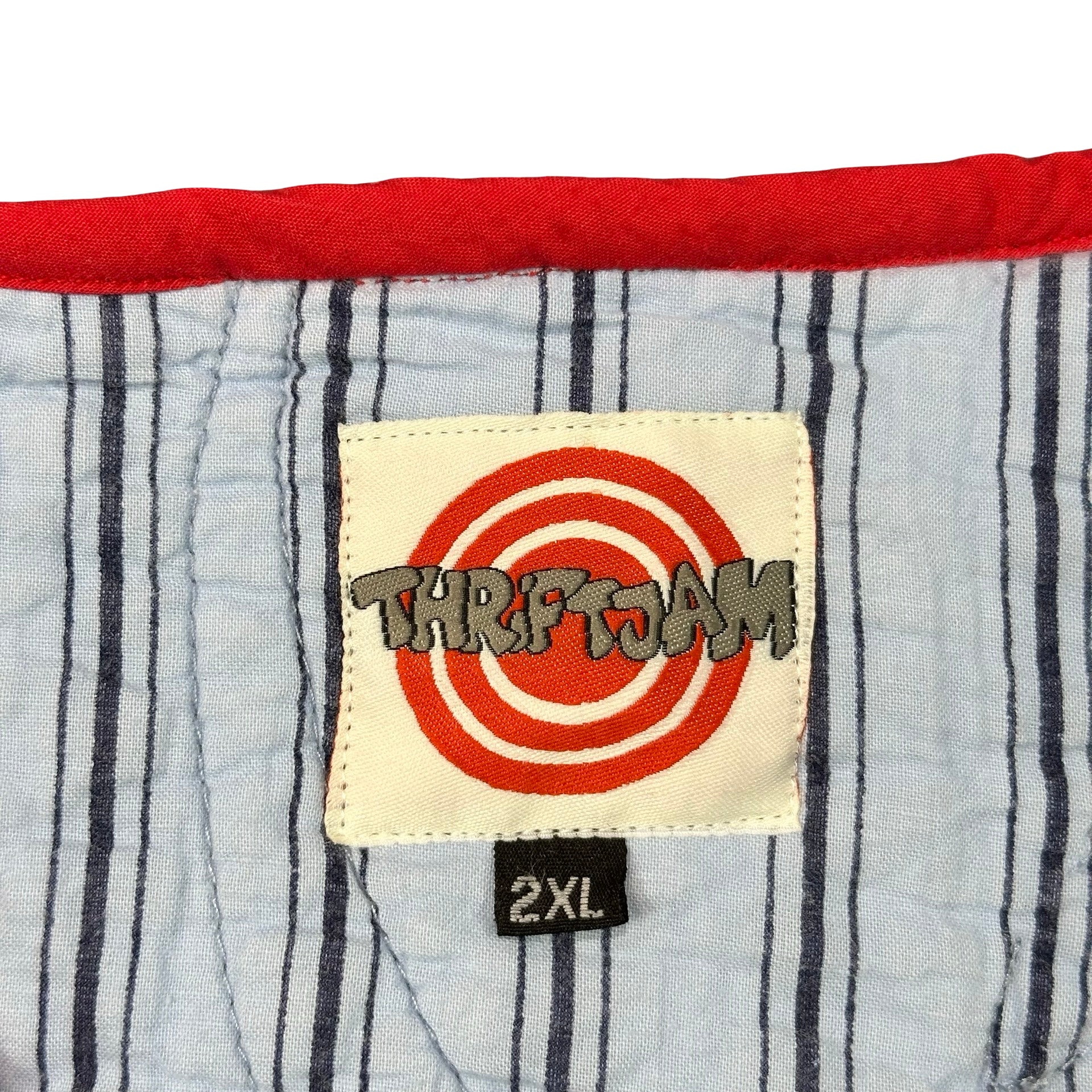 Sandlot Sports quilted vest rework, ThriftJam brand label size 2XL