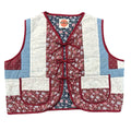 Burgundy Rose Log Cabin XL quilted vest rework, front