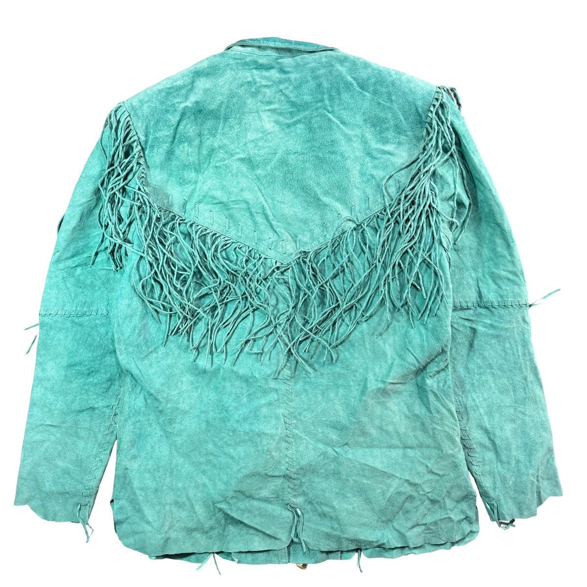 Scully turquoise suede fringe jacket back