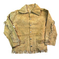 Vintage Tan Suede Fringe Snap Front Flap Pocket Western Jacket Unisex