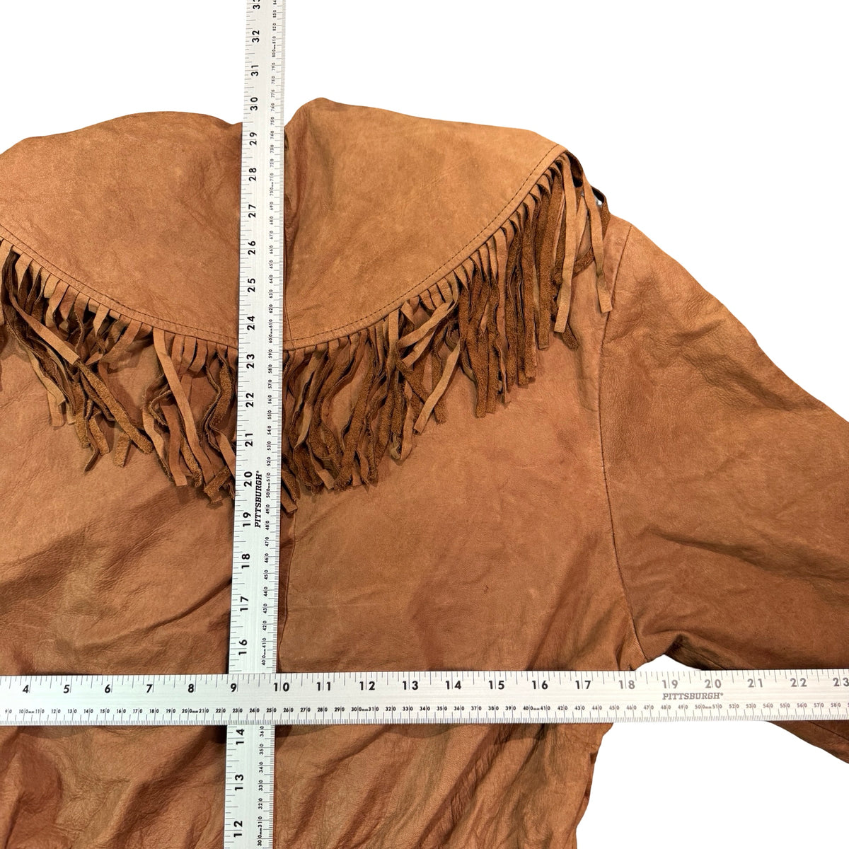 Vintage 80s-90s Forenza Tan Suede Fringe Belted Western Jacket Made in Korea Womens S