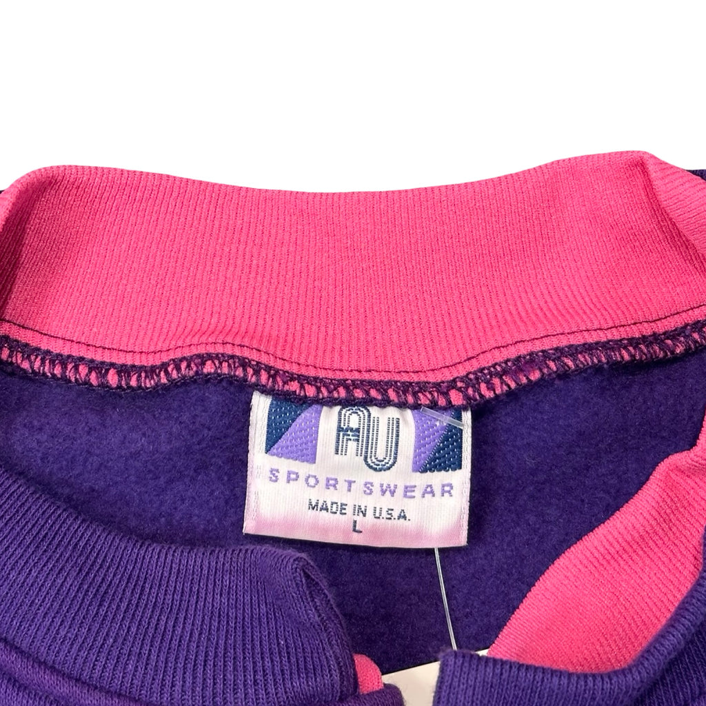 Vintage 90s Art Unlimited Wildflower Henley Sweatshirt Purple Made in USA L