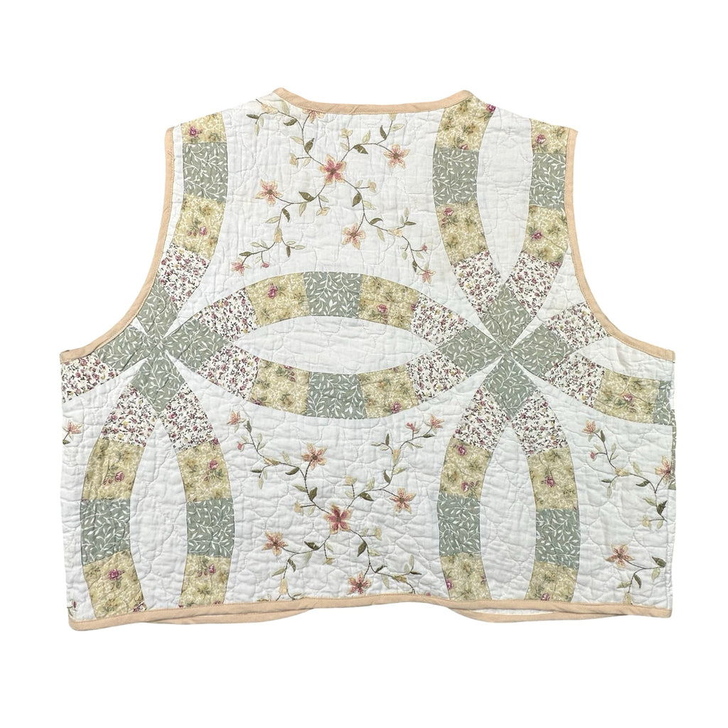 Sage Embroidered Wedding Ring XL quilted vest rework, back
