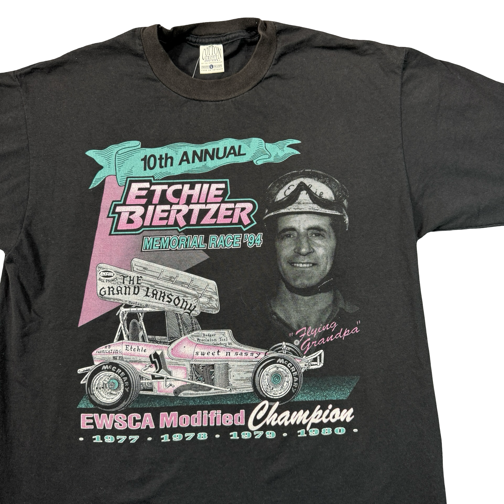 Vintage 1994 Etchie Biertzer Memorial Sprint Car Tee WSCA Made in USA Mens L