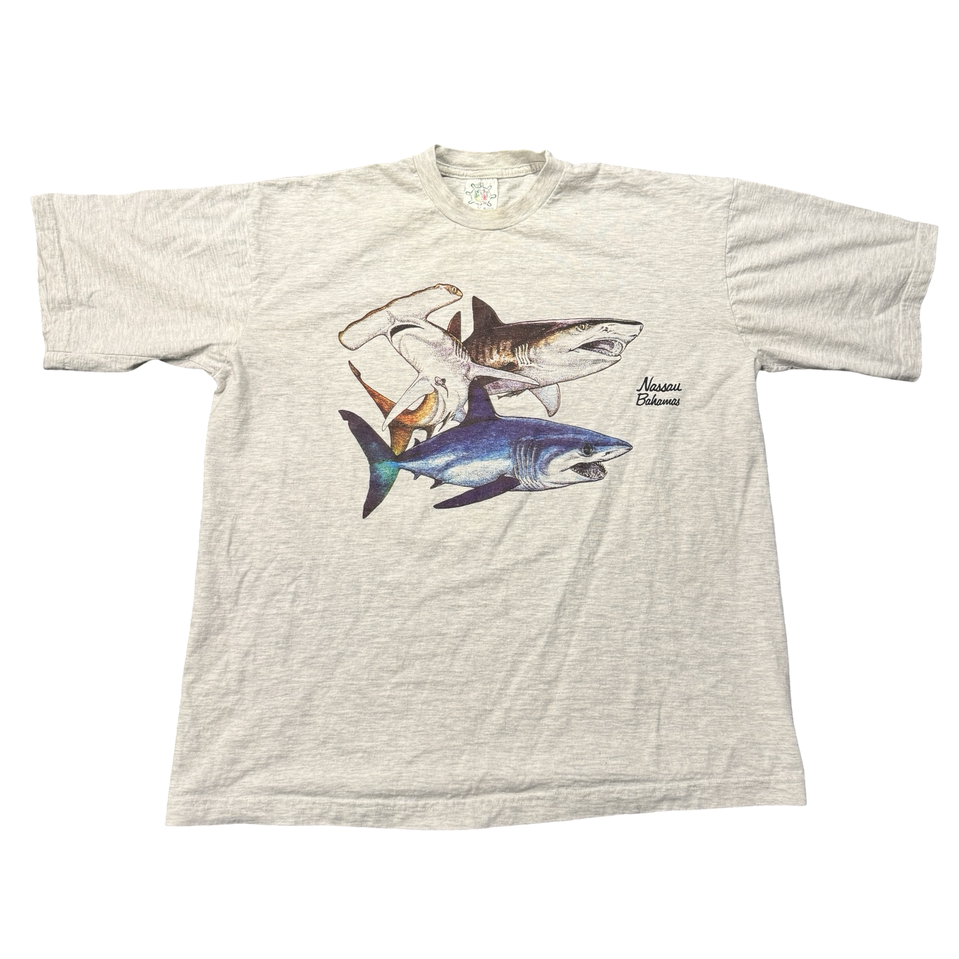 Nassau Bahamas sharks heather grey tee front