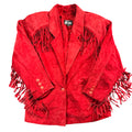 Vintage Comint red suede fringe jacket front