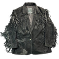 Vintage 90s Winlit Special Editions Black Suede Fringe Concho Button Blazer Jacket Made in China Womens 1X