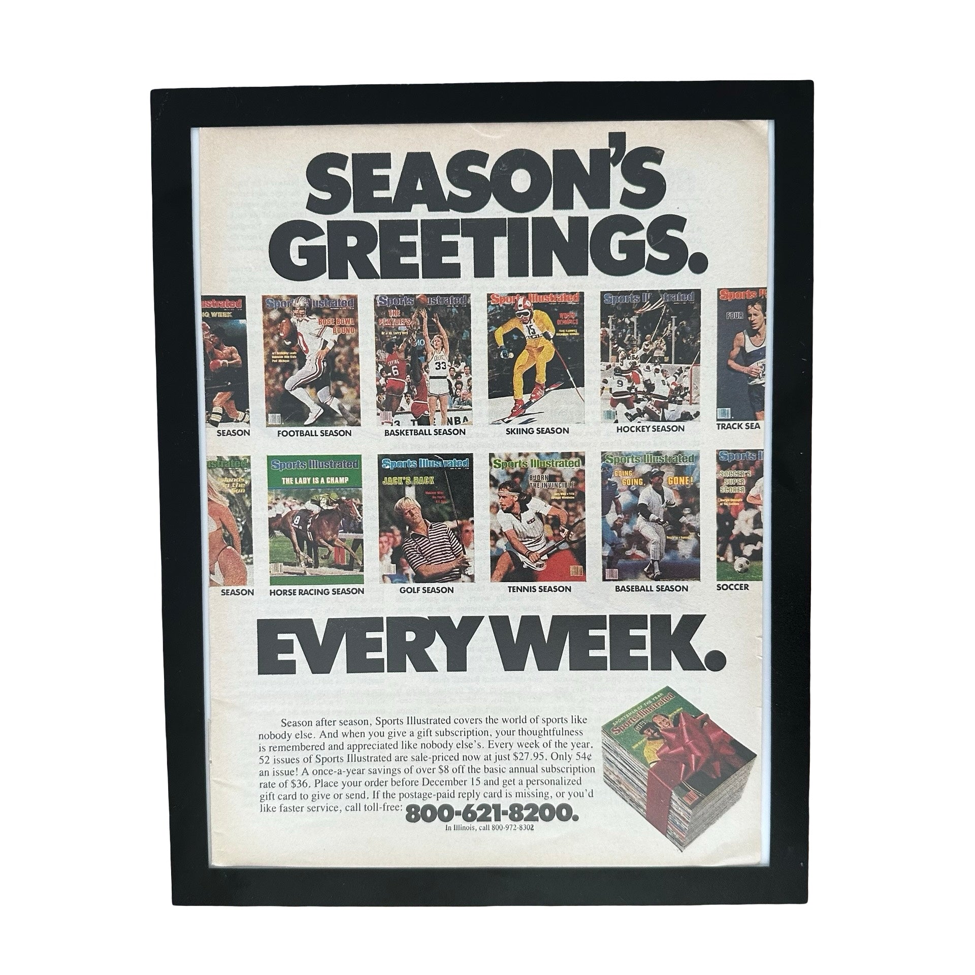 Sports Illustrated Seasons Greetings Every Week Framed Vintage Magazine Ad