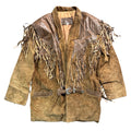 Vintage 80s-90s Whipp Tan Suede Fringe Leather Yoke Western Jacket Made in Korea Womens M