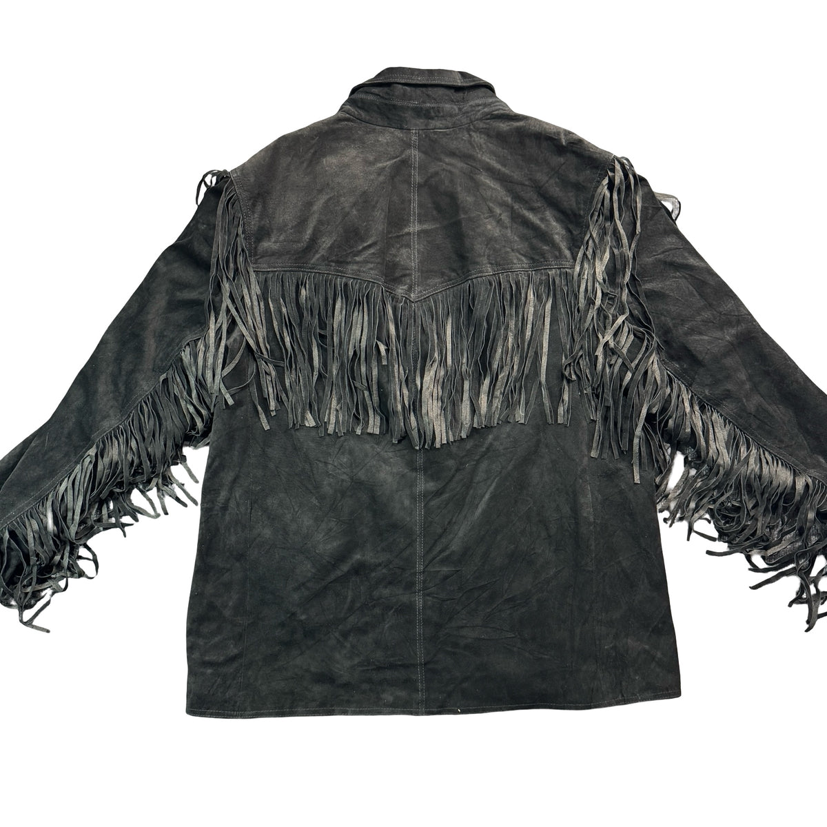 Vintage 90s Winlit Special Editions Black Suede Fringe Concho Button Blazer Jacket Made in China Womens 1X
