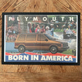 Framed vintage Plymouth Voyager Born in America double page magazine ad