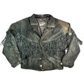 Vintage 80s-90s Winlit Black Suede Fringe Buffalo Nickel Snap Western Jacket Made in Korea Unisex