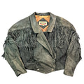 Vintage 80s-90s Rock Creek Black Suede Fringe Concho Western Jacket Made in Korea Unisex L